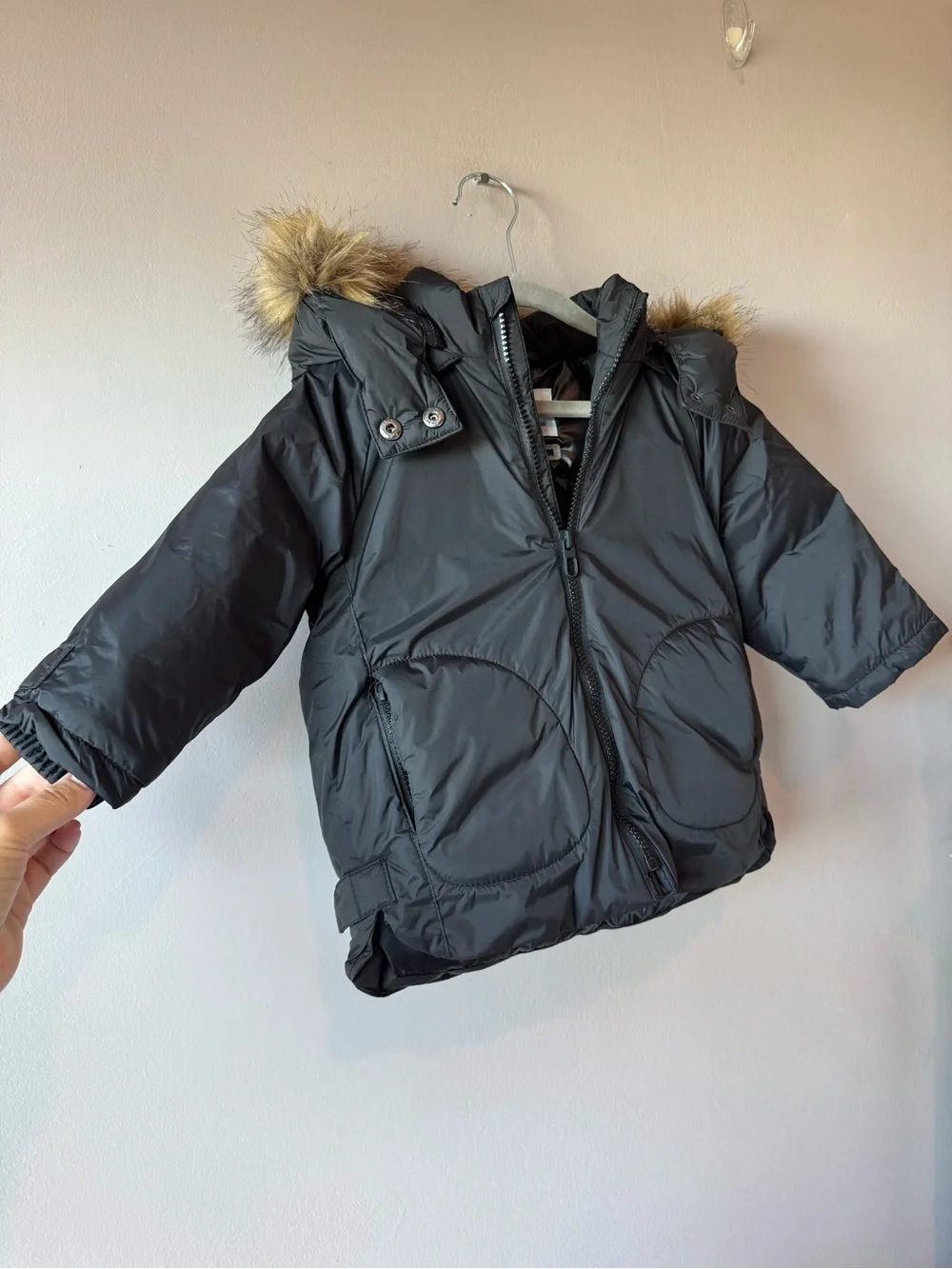 Zara Baby Down Feather Faux Fur Hooded Puffer‎ Jacket Winter Coat 12-18 Months